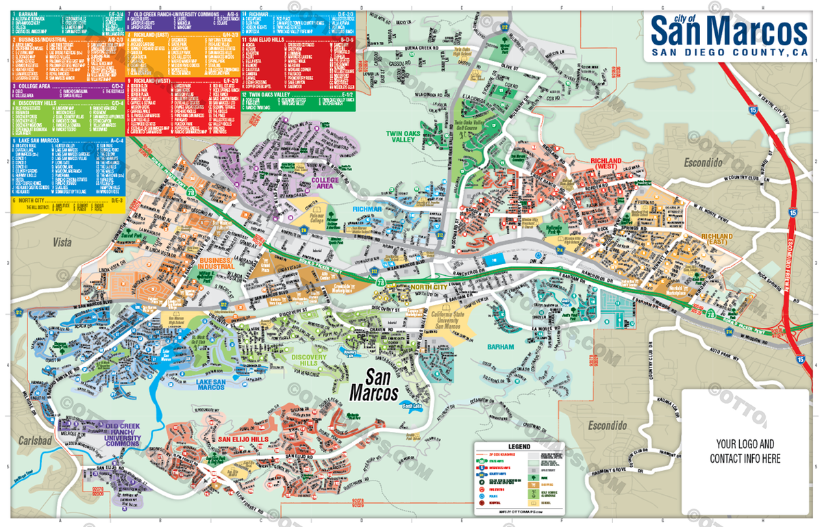 San Marcos and Lake San Marcos Map - FILES - PDF and Adobe Illustrator - with box