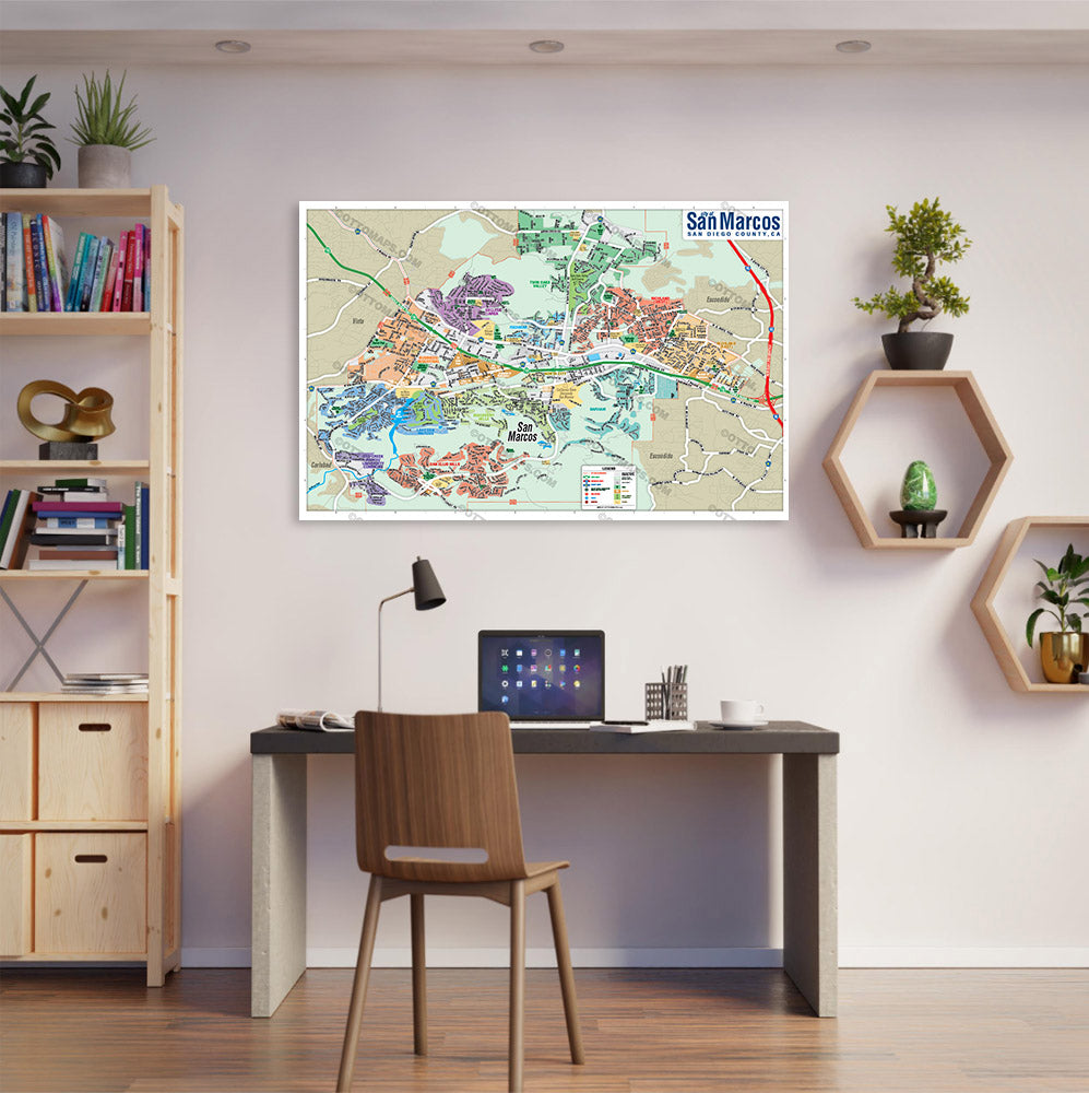 San Marcos and Lake San Marcos Map with Neighborhoods - POSTER PRINTS