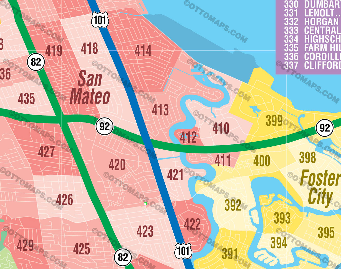 San Mateo County MLS Area Map - FILES - PDF and AI, editable, vector, royalty free