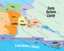 Santa Barbara County Zip Code Map, CA - FILES - PDF and AI Files, editable, vector, royalty free - zoom