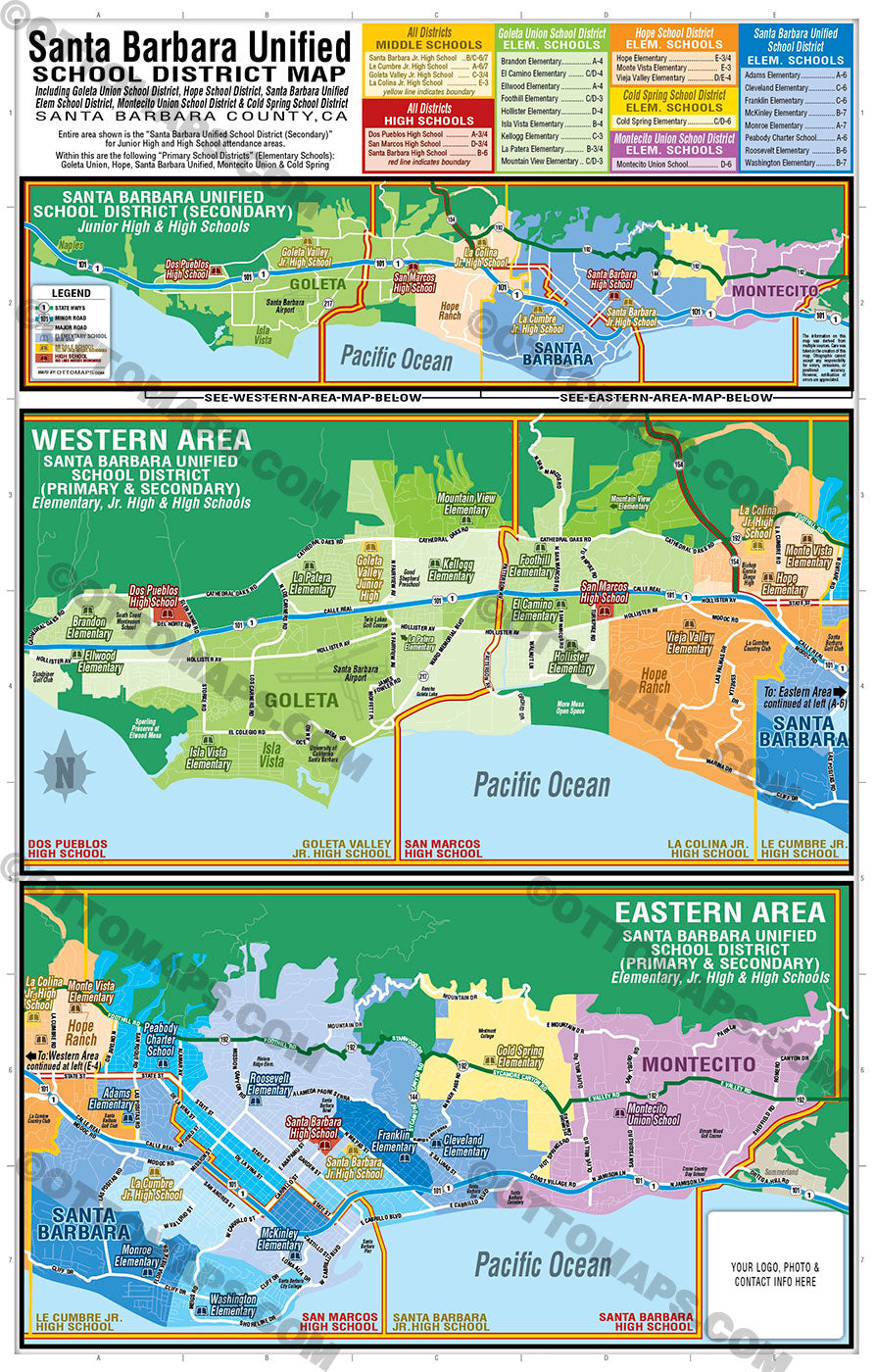 Santa Barbara Unified School District Map - FILES - PDF and AI, editable, vector, royalty free