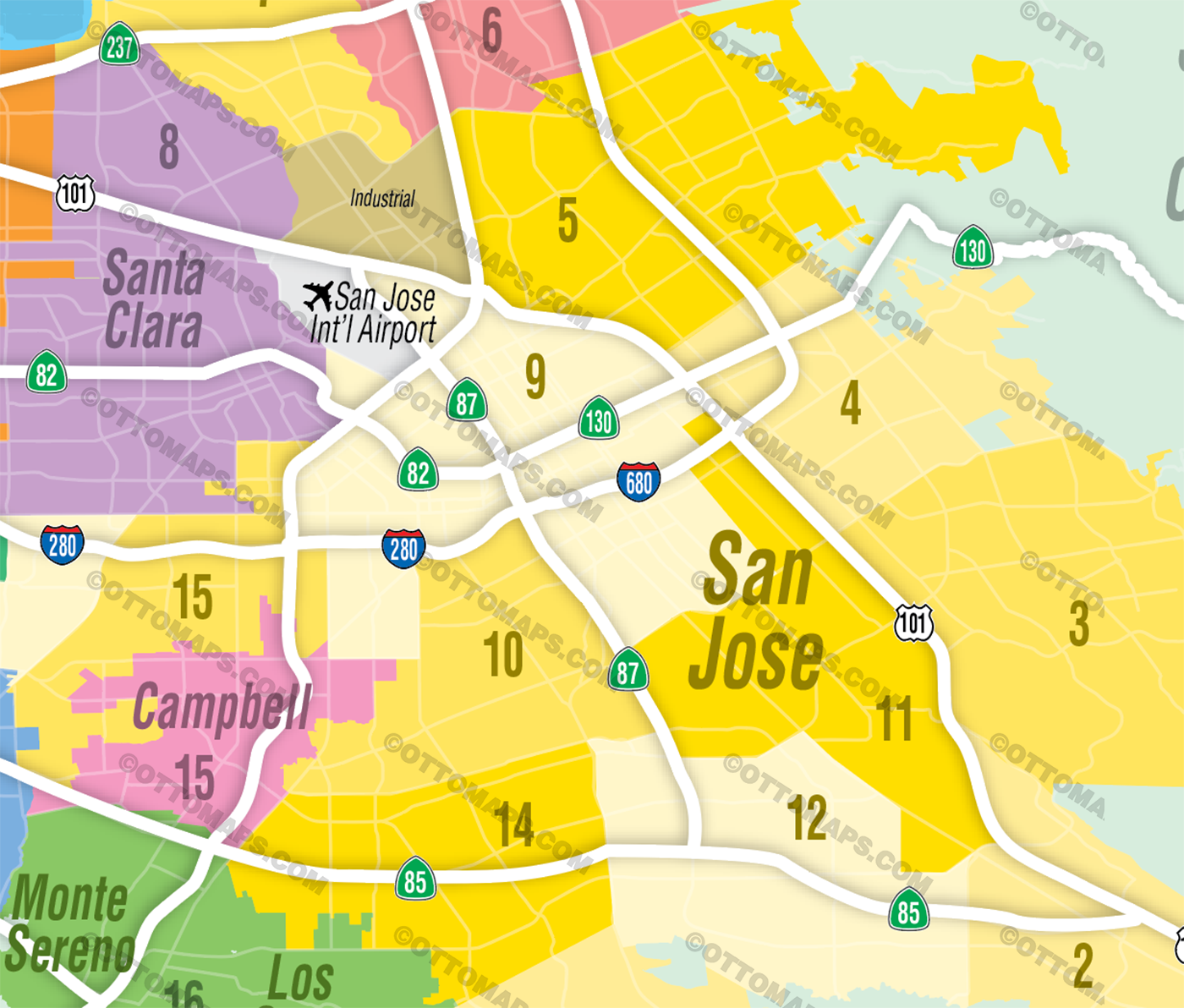Santa Clara County MLS Area Map - FILES - PDF and AI, editable, vector, royalty free