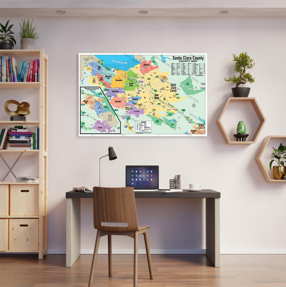 Santa Clara County Map (no zip codes) - POSTER PRINTS
