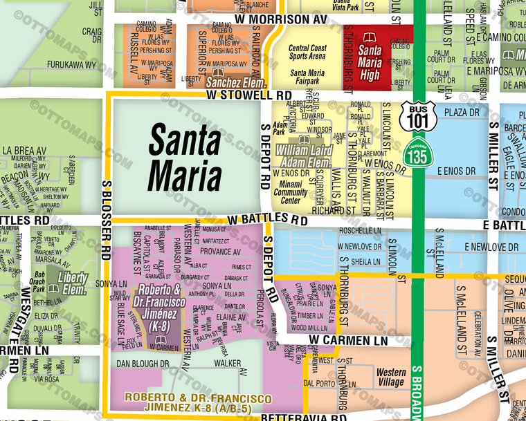 Santa Maria School District Map, Santa Barbara County, CA - FILES - PDF and Adobe Illustrator