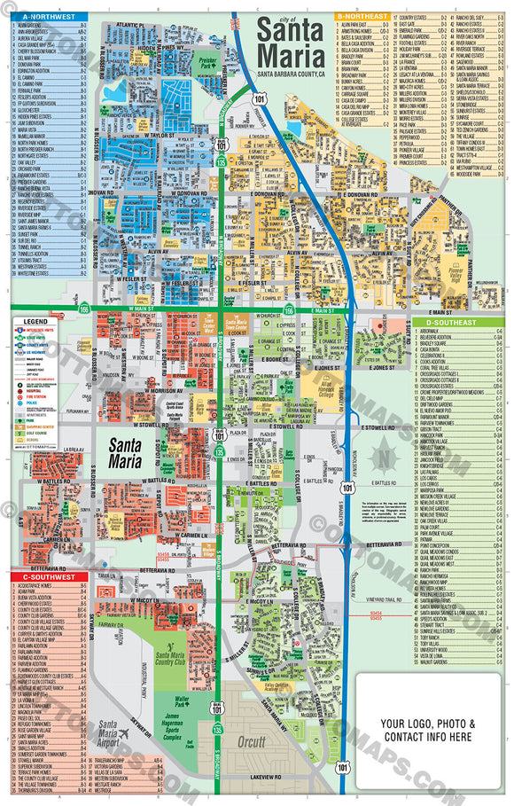 Santa Maria Map - PDF, editable, royalty free
