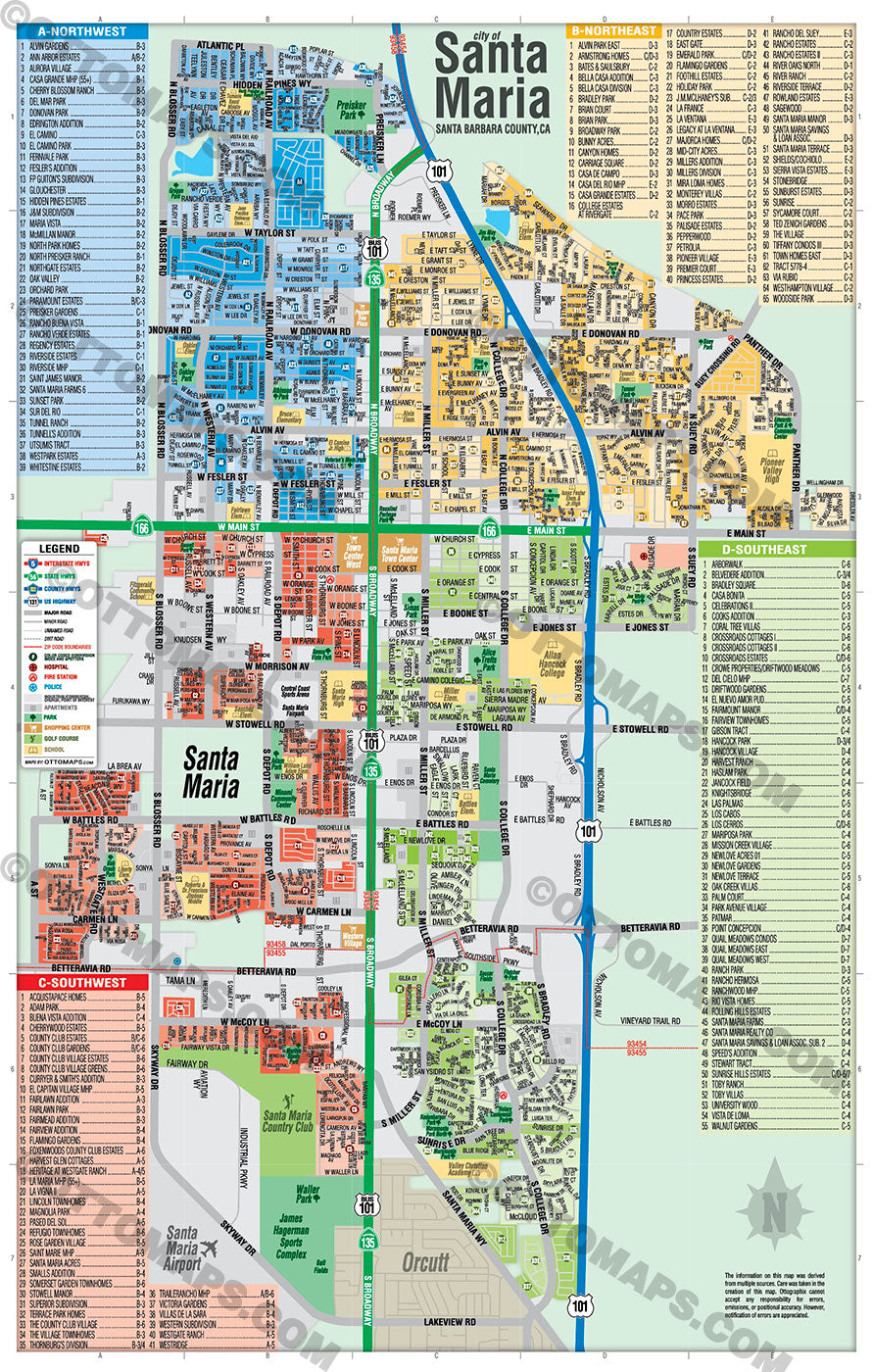 Santa Maria Map - PDF, editable, royalty free