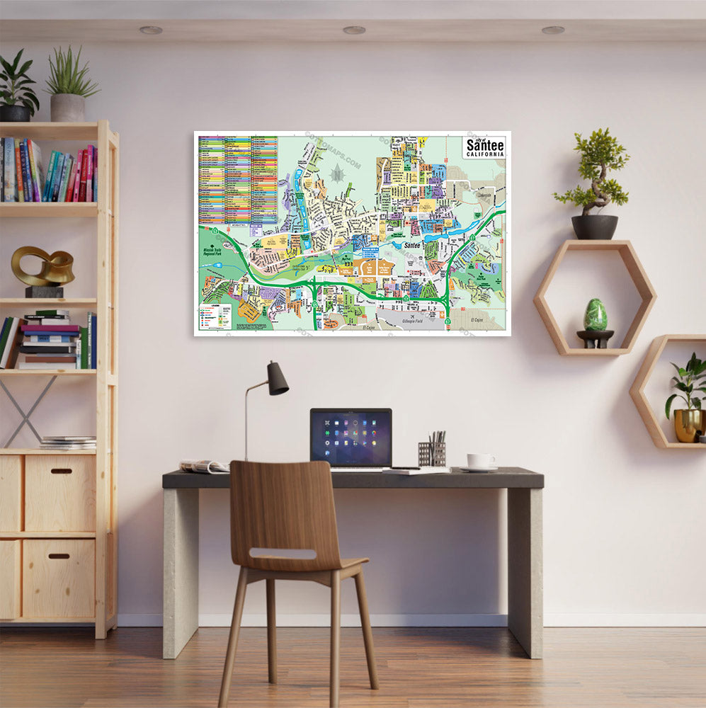 Santee Map, San Diego County, CA - POSTER PRINTS