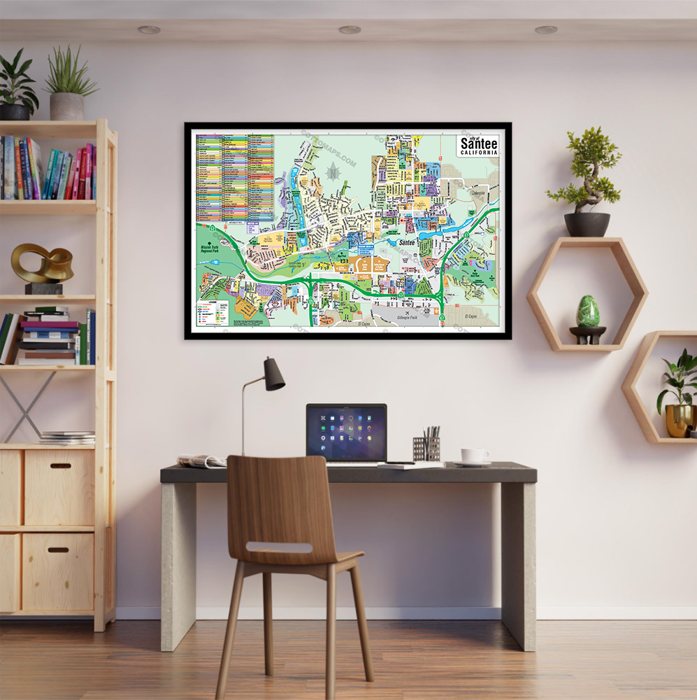 Santee Map, San Diego County, CA - POSTER PRINTS