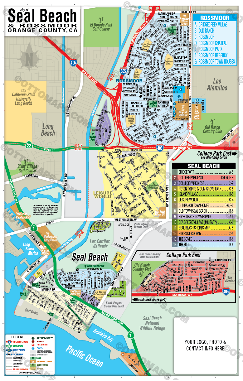 Seal Beach Map with Rossmoor, Orange County, CA - FILES - PDF and Adobe Illustrator