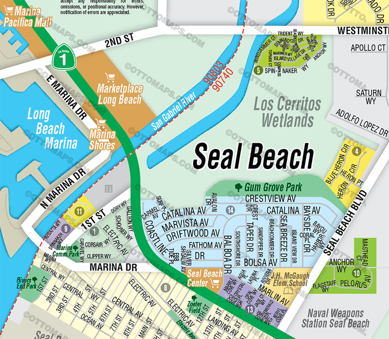 Seal Beach Map with Rossmoor, Orange County, CA - FILES - PDF and Adobe Illustrator