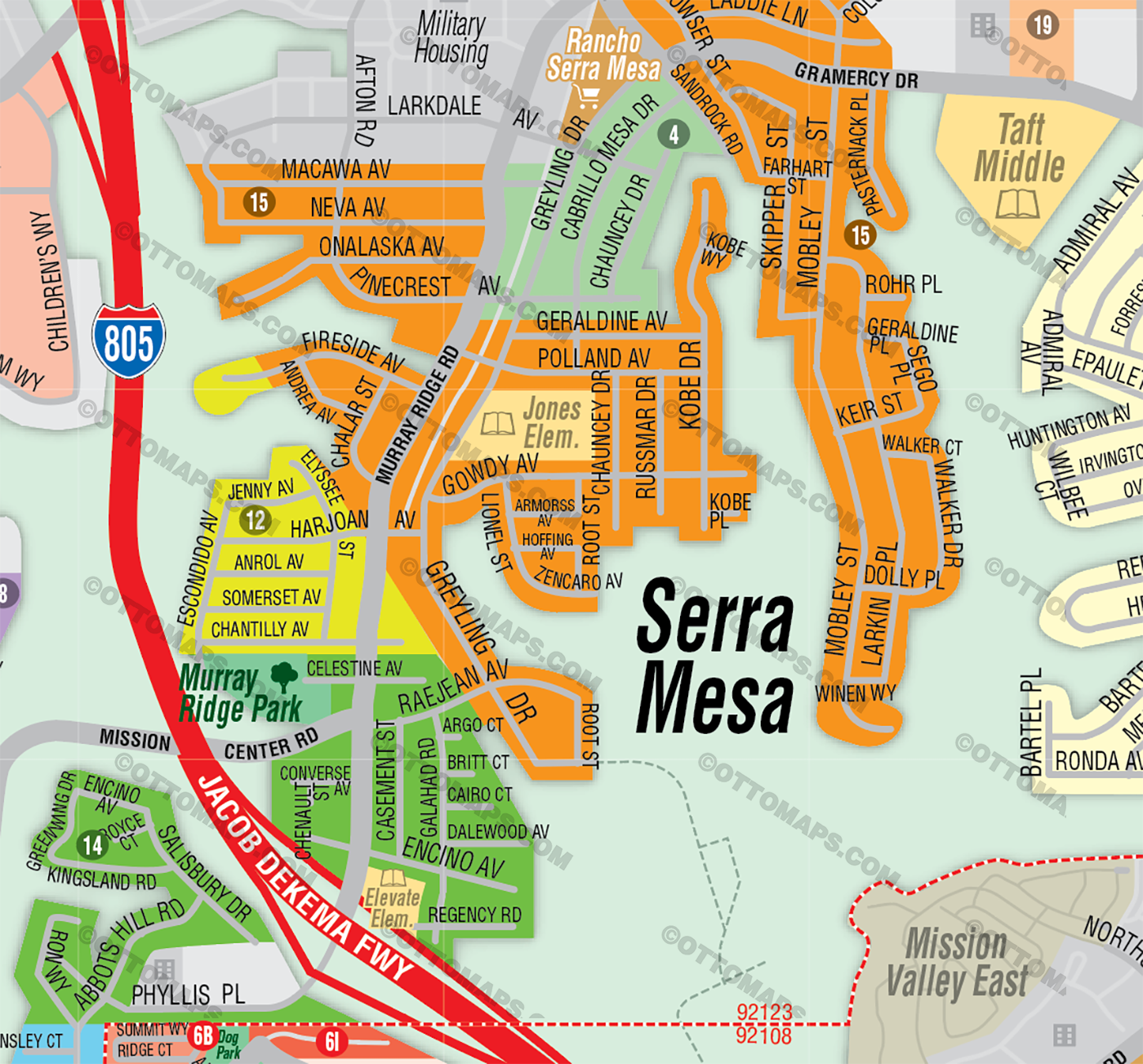 Serra Mesa Map, San Diego, CA - FILES - PDF and Adobe Illustrator - zoom 