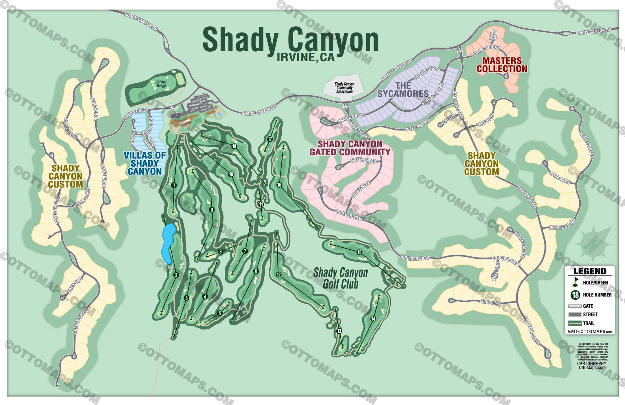 Shady Canyon Map, Irvine, CA - PDF, editable, royalty free