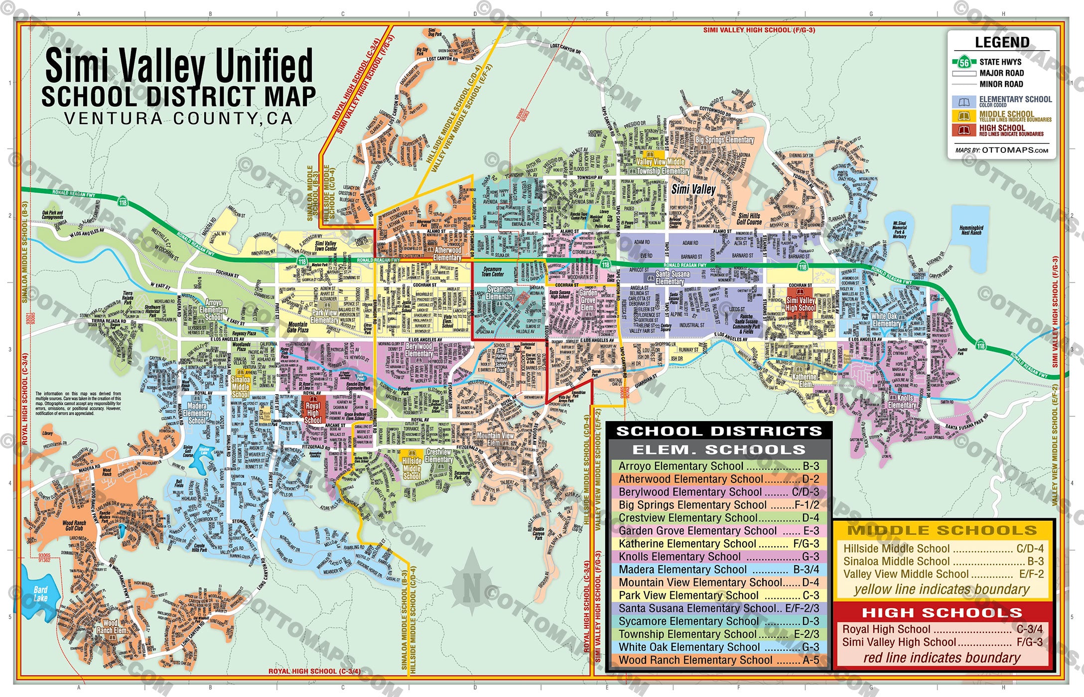 Simi Valley Unified School District Map - PDF, editable, royalty free