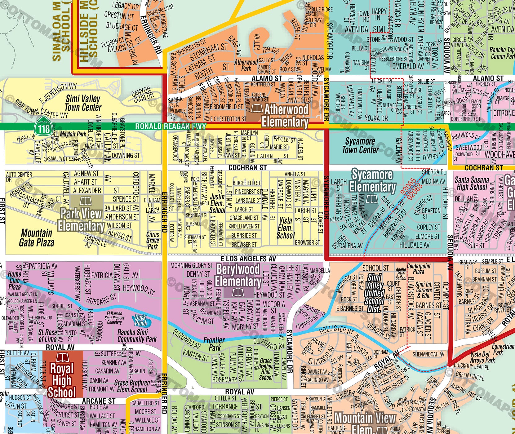 Simi Valley Unified School District Map - Ventura County, CA - FILES - PDF and AI, editable, vector, royalty free