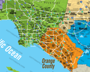 Southern California Map, Central - FILES - PDF and AI Files, editable, vector, royalty free - zoom