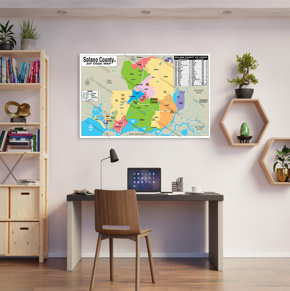 Solano County Zip Code Map - POSTER PRINTS