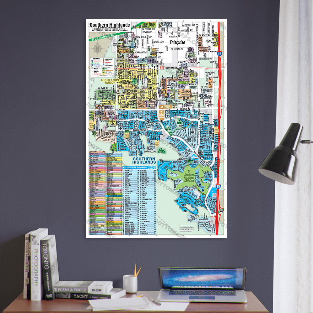 Southern Highlands - Enterprise Map, Clark County, NV - POSTER PRINTS