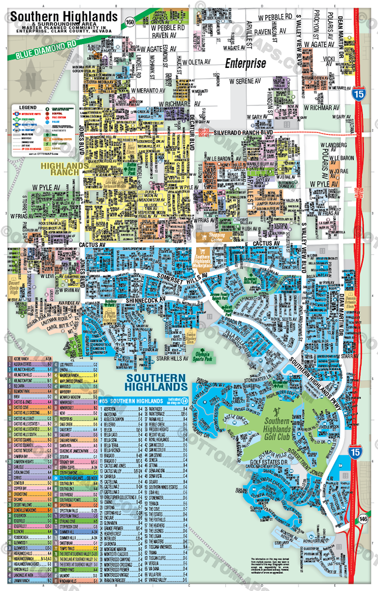 Southern Highlands - Enterprise Map, Clark County, NV - FILES - PDF and Adobe Illustrator - no box