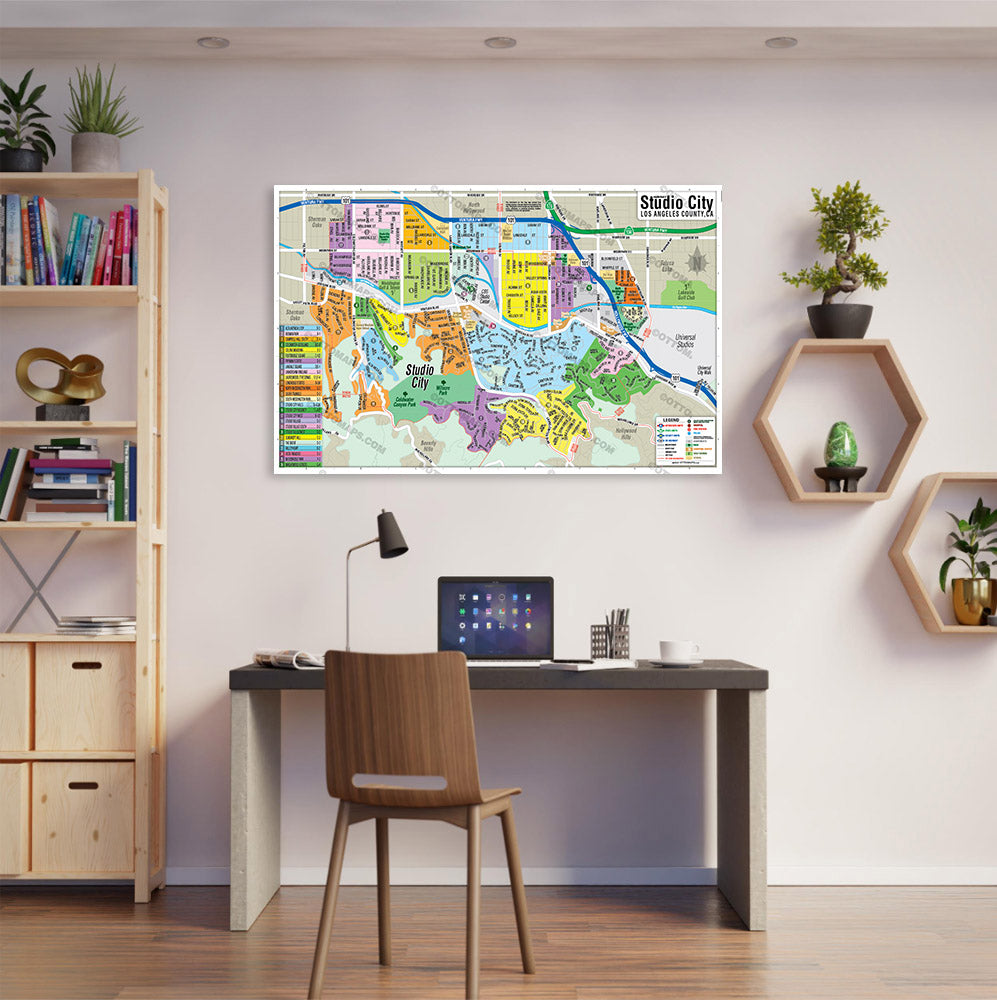 Studio City Map, Los Angeles County, CA - POSTER PRINTS