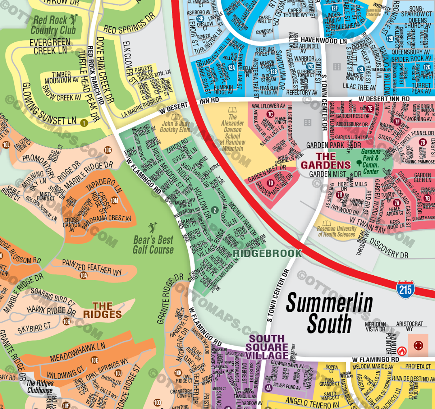 Summerlin South Map, Clark County, NV - FILES - PDF and AI, editable, vector, royalty free - zoom
