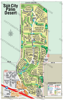 Sun City Palm Desert Map, Riverside County, CA - FILES - PDF and Adobe Illustrator - no box