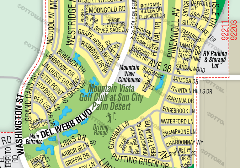 Sun City Palm Desert Map, Riverside County, CA - FILES - PDF and Adobe Illustrator