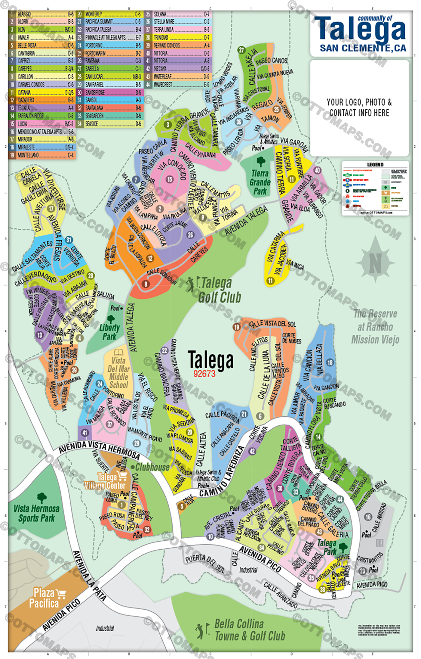 Talega Map, San Clemente, CA  - FILES - PDF and AI, editable, layered, vector, royalty free