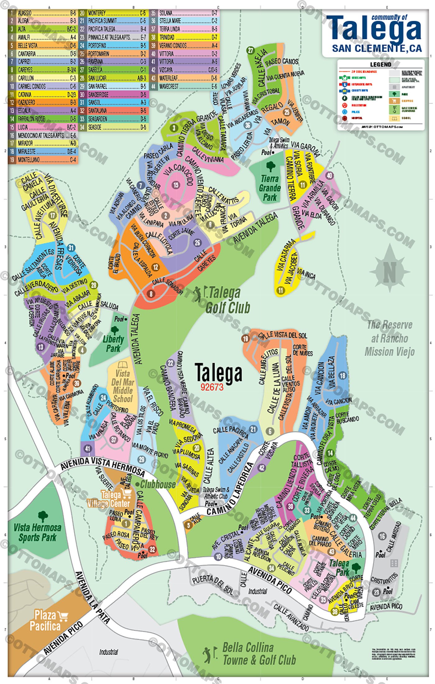 Talega Map, San Clemente, CA  - FILES - PDF and AI, editable, layered, vector, royalty free