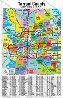 Tarrant County Zip Code Map - FILES: PDF and Adobe Illustrator Files - layered, editable, royalty free