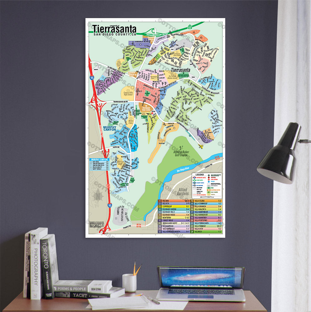 Tierrasanta Map, San Diego County, CA - POSTER PRINTS