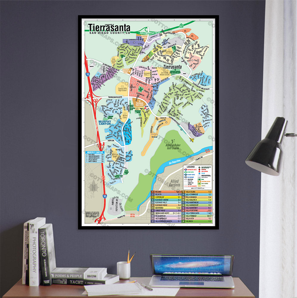Tierrasanta Map, San Diego County, CA - POSTER PRINTS