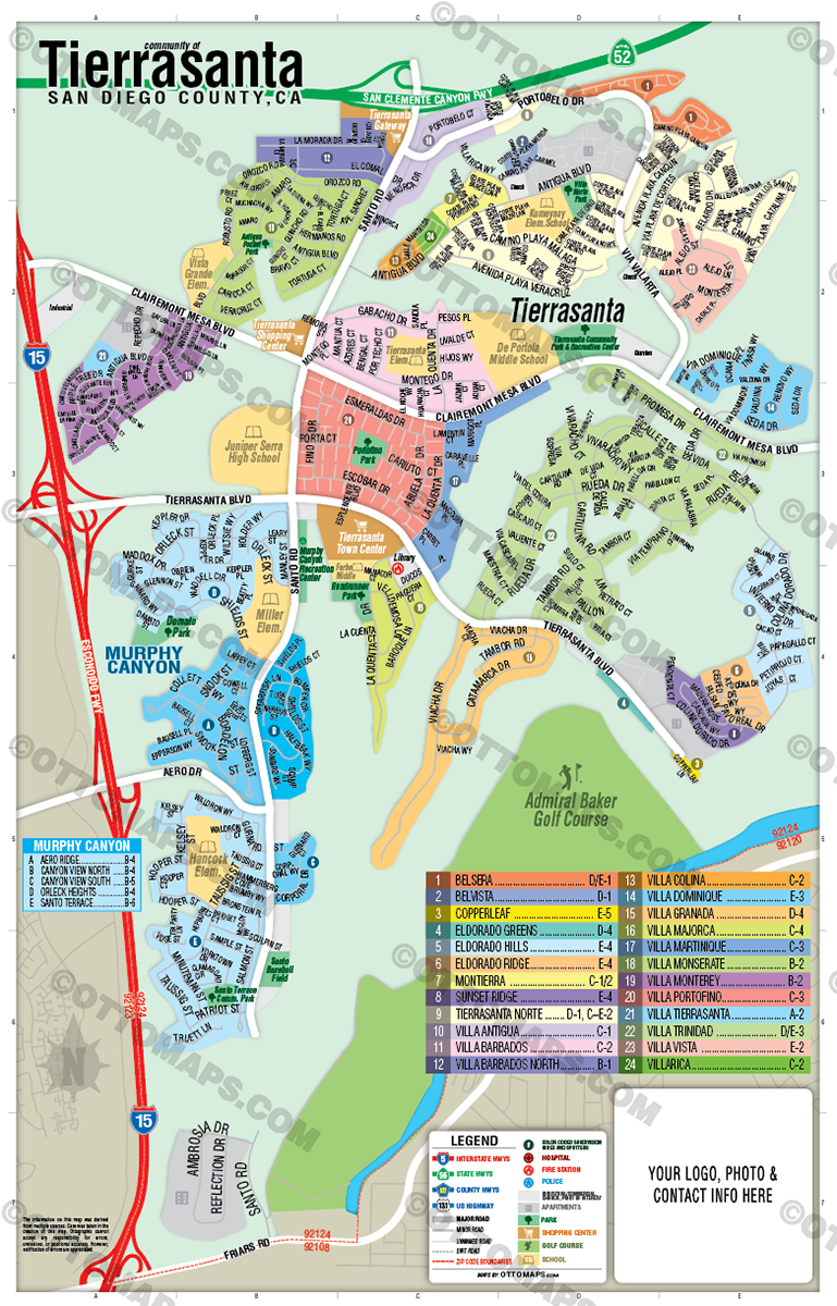Tierrasanta Map, San Diego County, CA - FILES - PDF and Adobe Illustrator