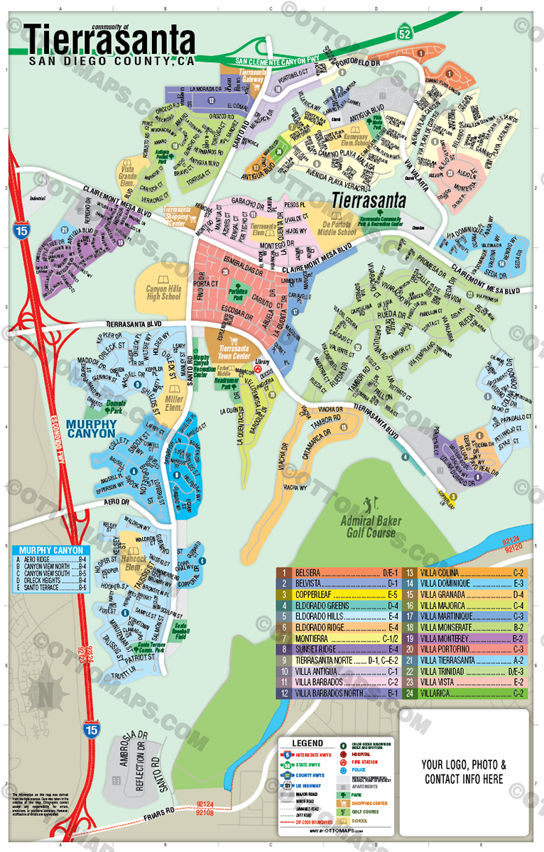 Tierrasanta Map, San Diego County, CA - FILES - PDF and Adobe Illustrator