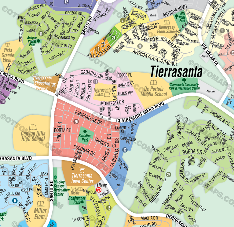 Tierrasanta Map, San Diego County, CA - FILES - PDF and Adobe Illustrator