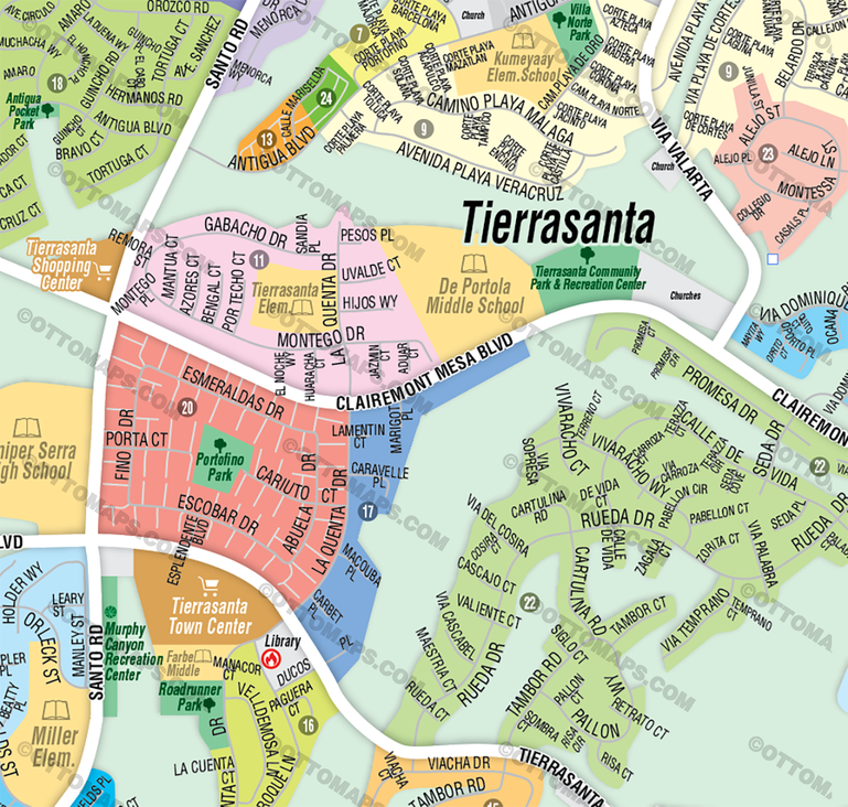 Tierrasanta Map, San Diego County, CA - FILES - PDF and Adobe Illustrator