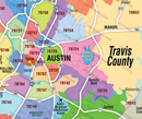 Travis County, TX - Austin Zip Code Map - FILES - PDF and Adobe Illustrator - zoom