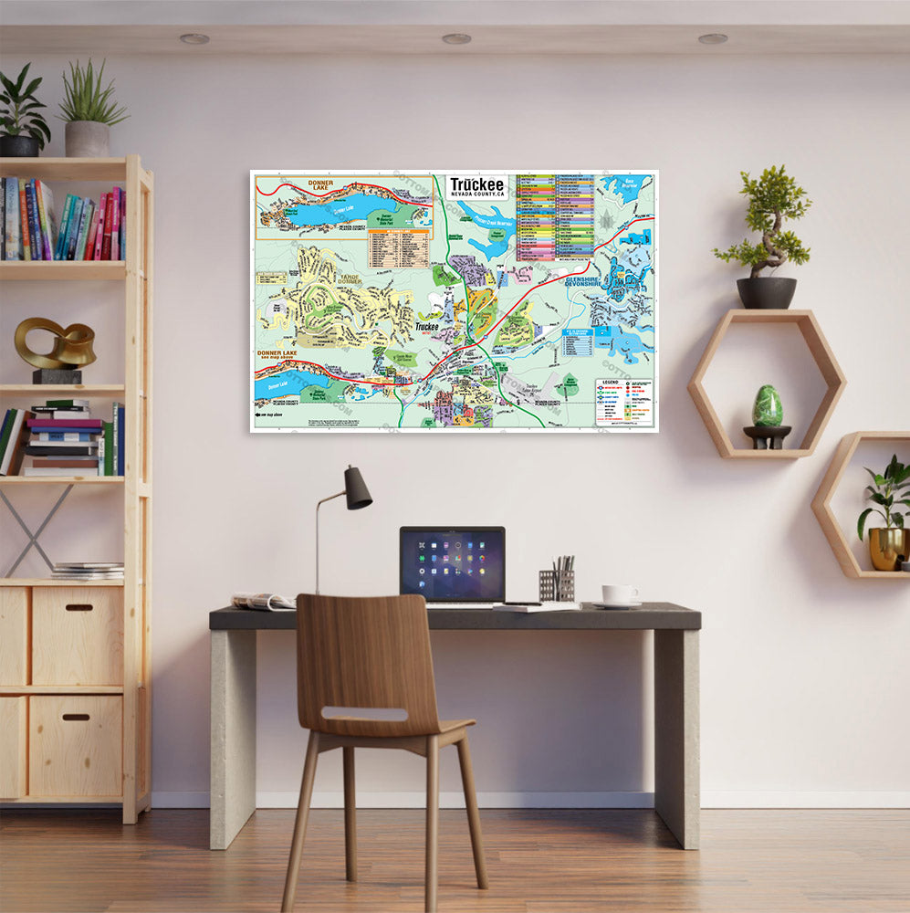 Truckee Map, Nevada County, CA - POSTER PRINTS