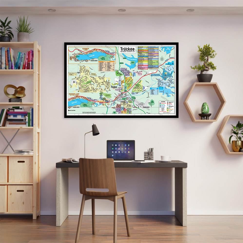 Truckee Map, Nevada County, CA - POSTER PRINTS