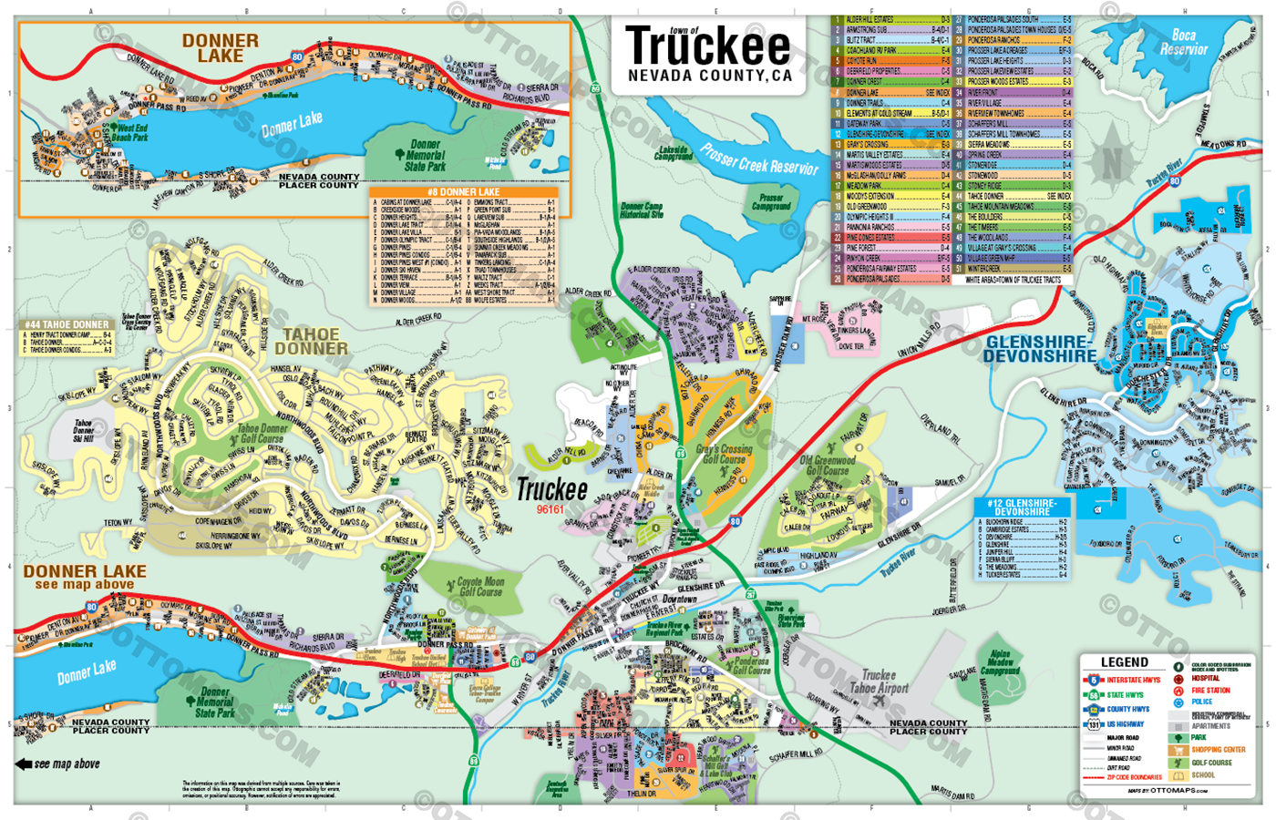 Truckee Map, Nevada County, CA - FILES - PDF and Adobe Illustrator - no box
