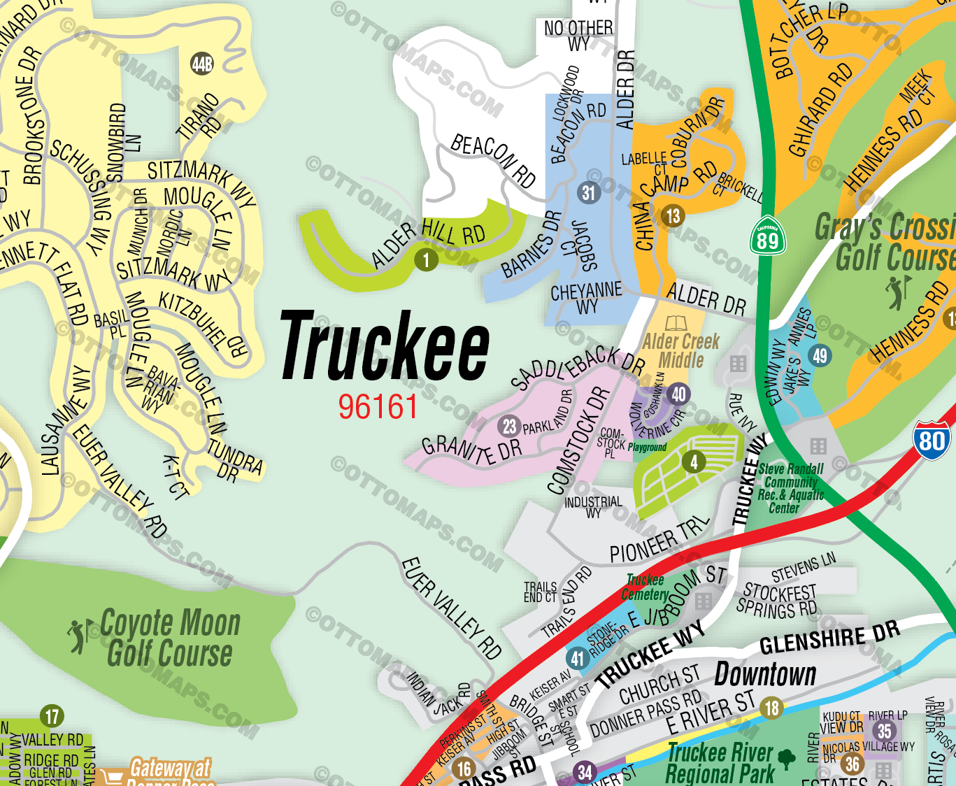 Truckee Map, Nevada County, CA - FILES - PDF and Adobe Illustrator