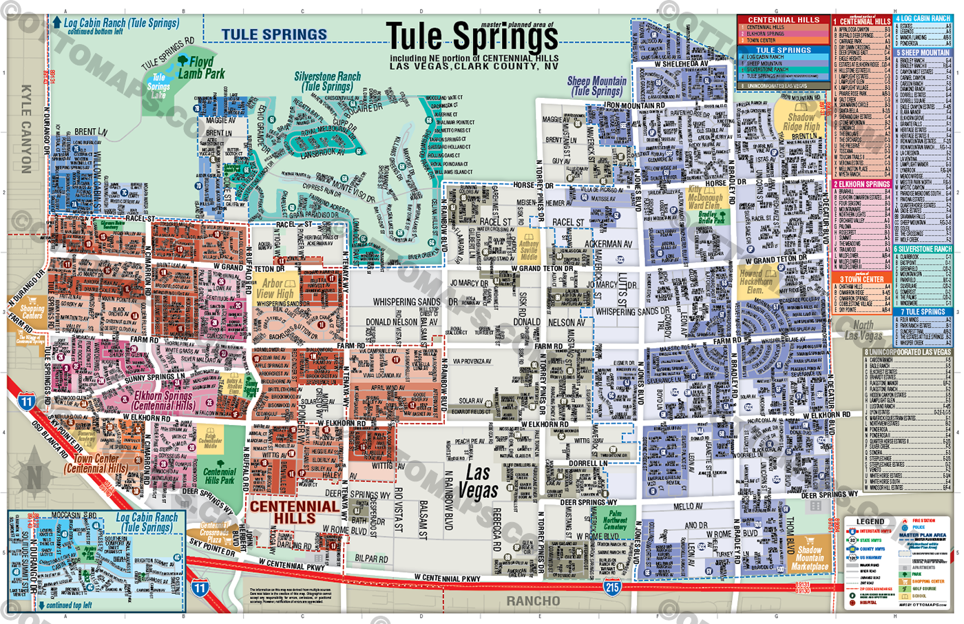 Tule Springs Map, Las Vegas, NV with NE portion of Centennial Hills - FILES - PDF and AI, editable, vector, royalty free no Box
