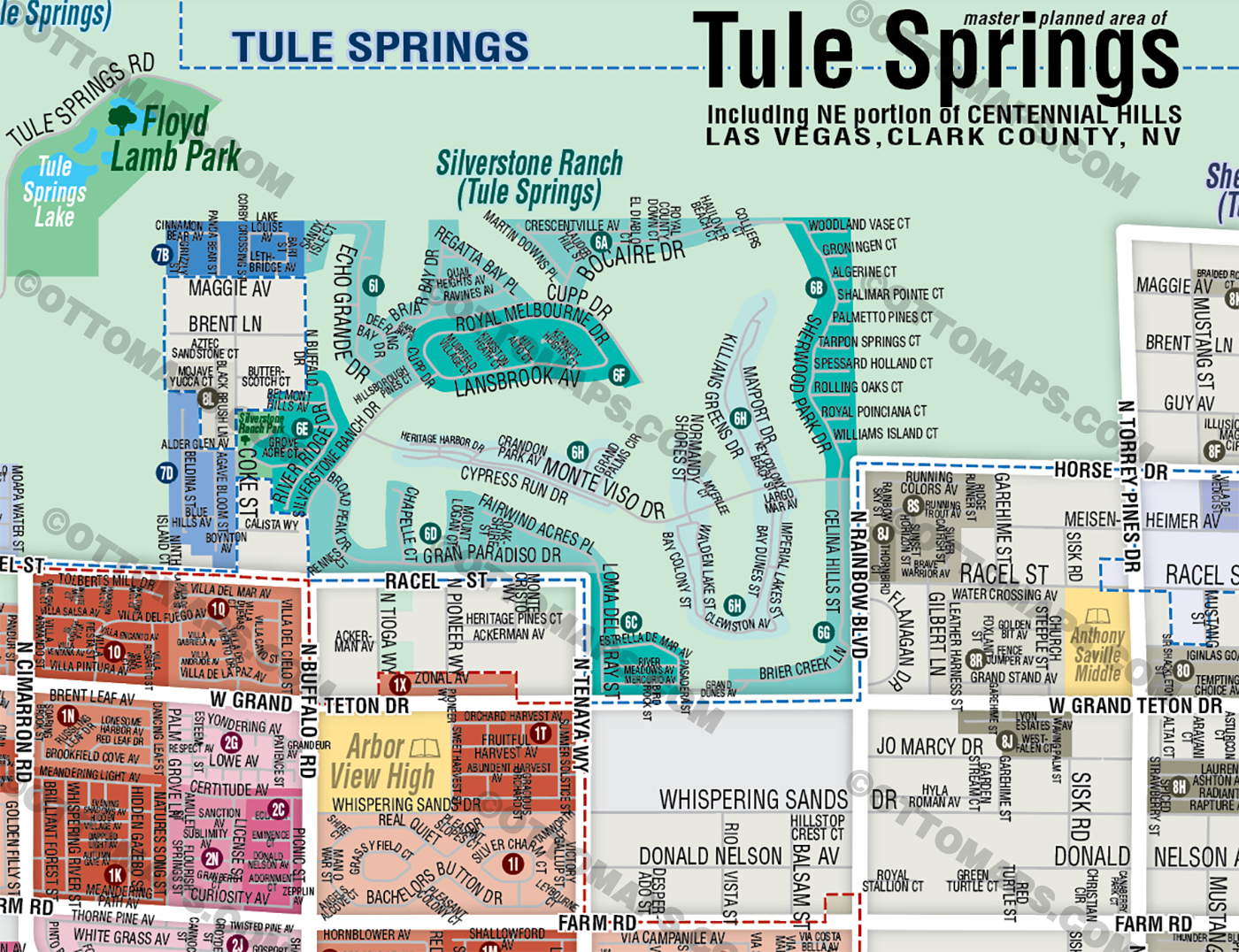 Tule Springs Map, Las Vegas, NV with NE portion of Centennial Hills - FILES - PDF and AI, editable, vector, royalty free
