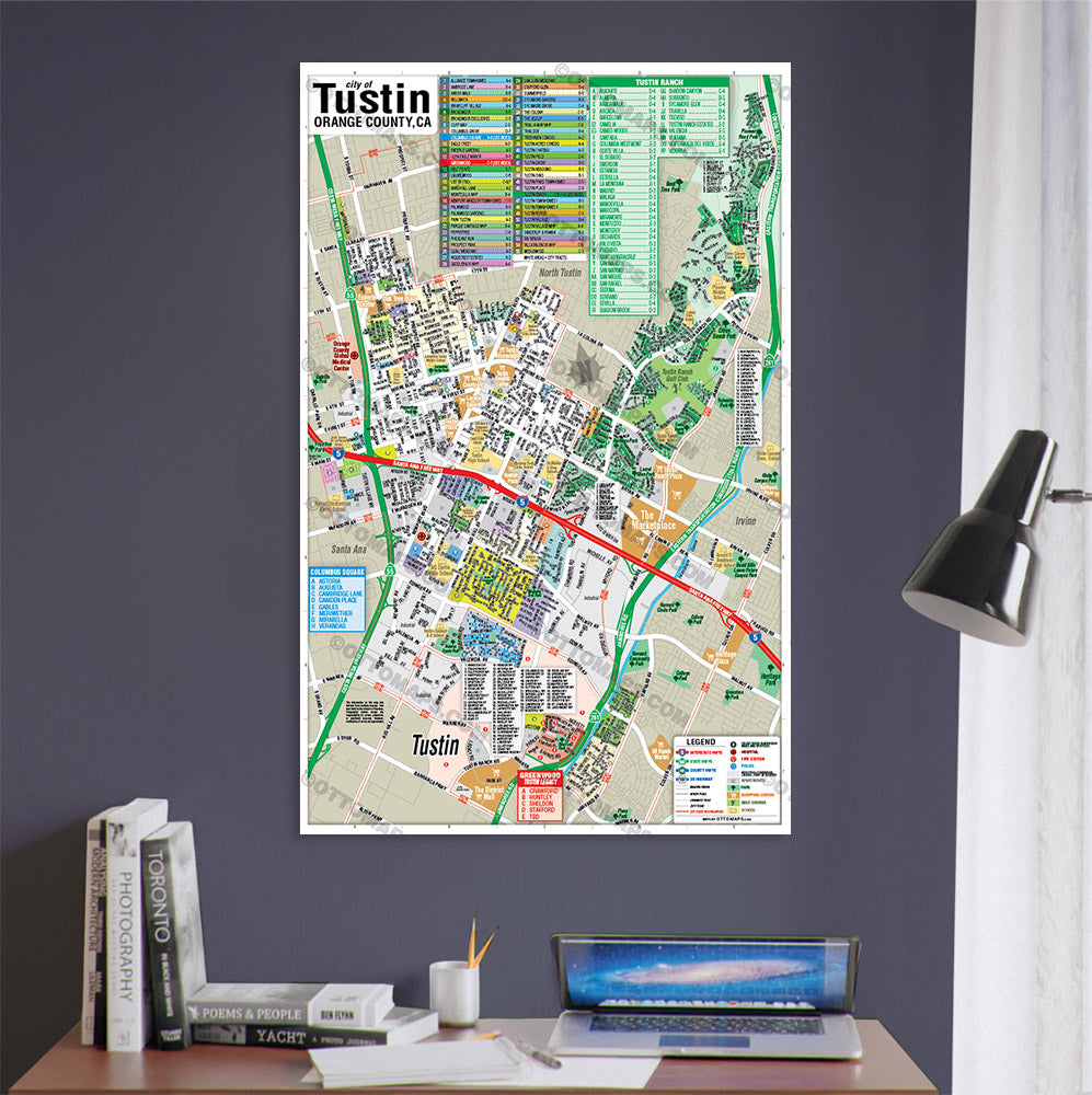 Tustin Map, Orange County, CA - POSTER PRINTS