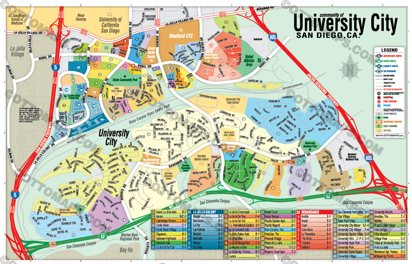 University City Map - PDF, editable, royalty free