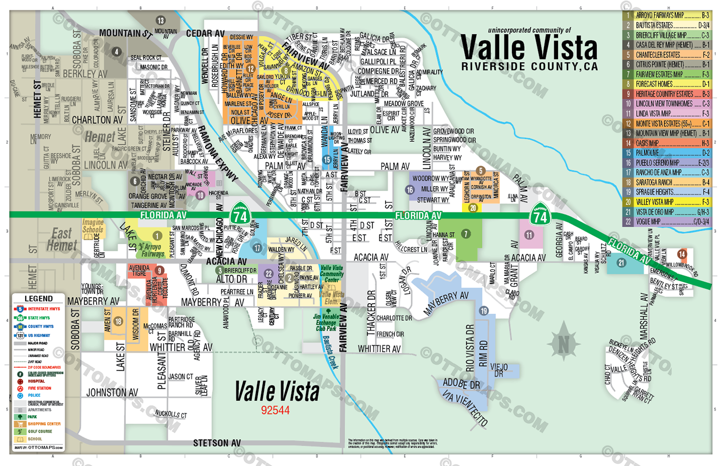 Valle Vista Map, Riverside County, CA - POSTER PRINTS