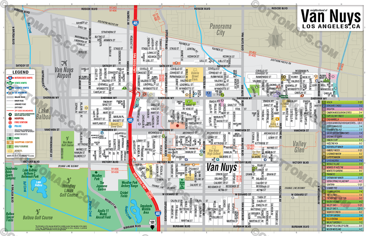 Van Nuys Map - Los Angeles County, CA – Otto Maps