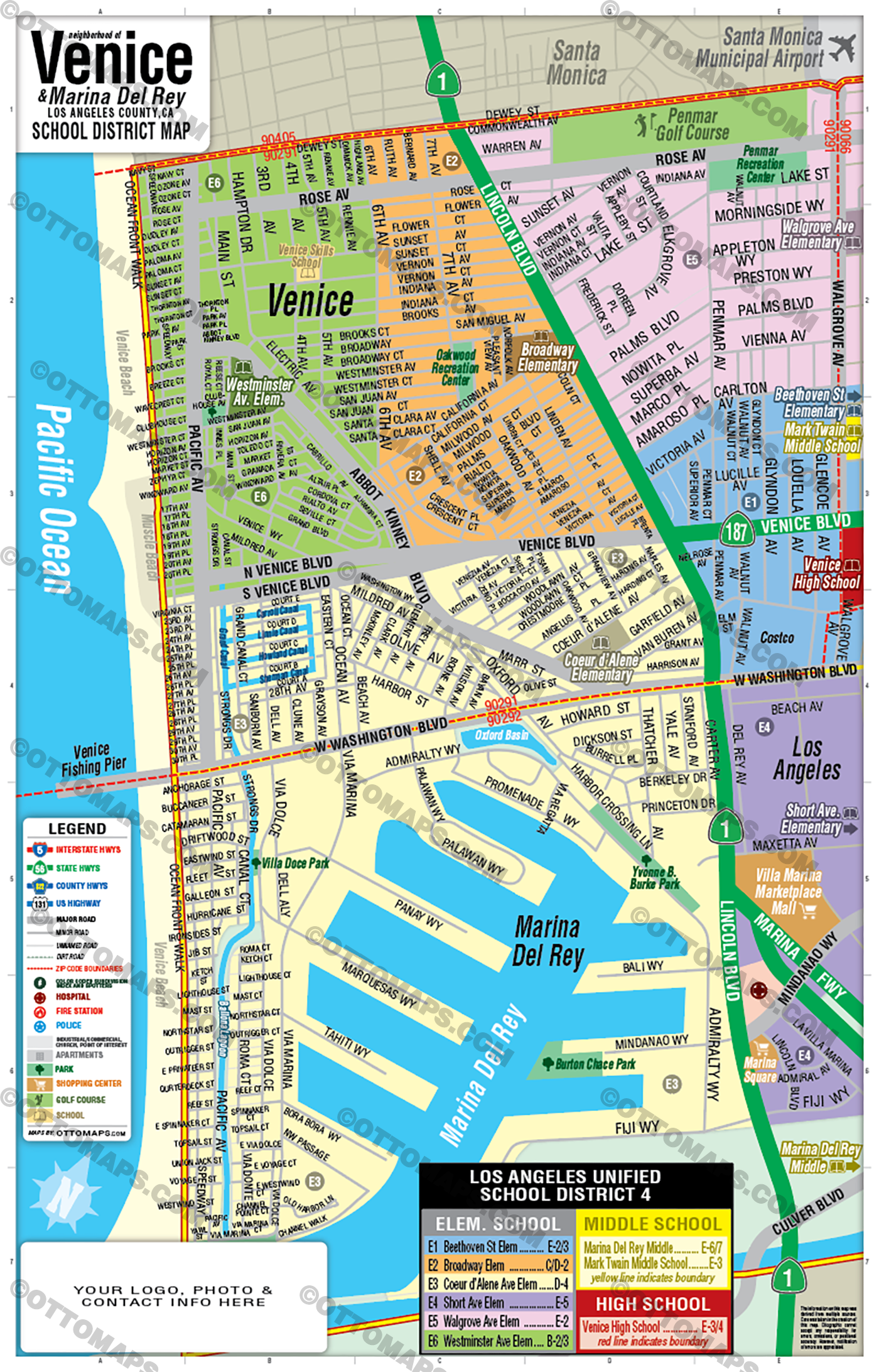 Venice School District Map with Marina Del Rey