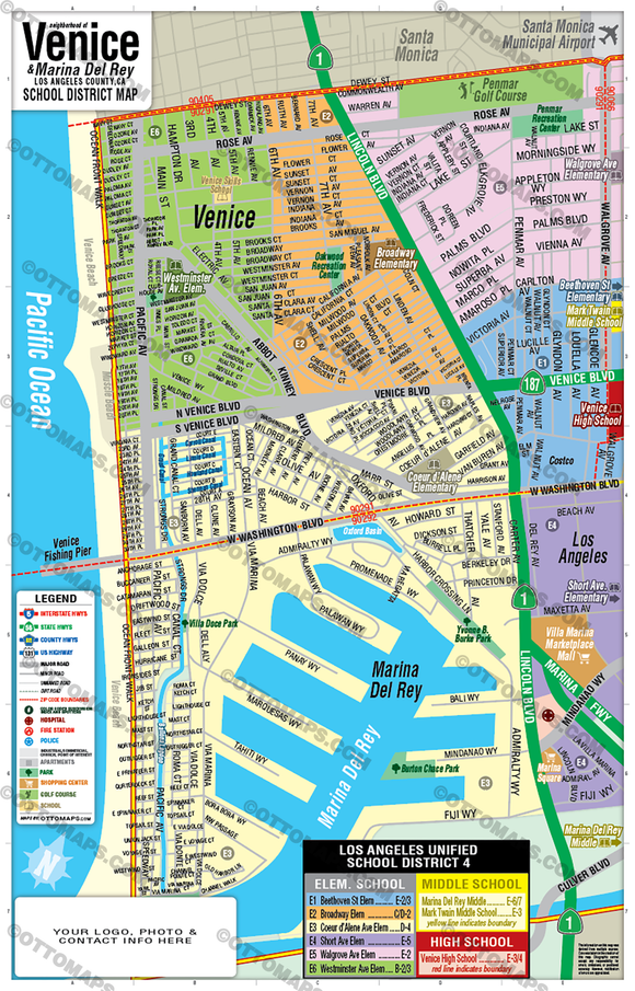 Venice School District Map - PDF, editable, royalty free