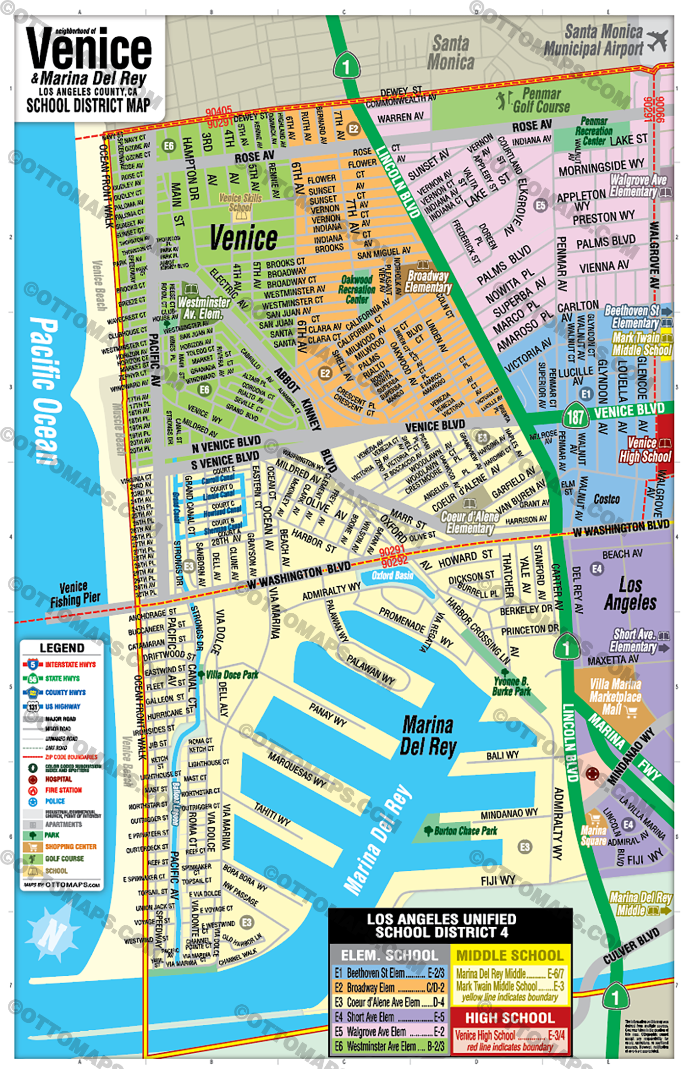 Venice School District Map - PDF, editable, royalty free