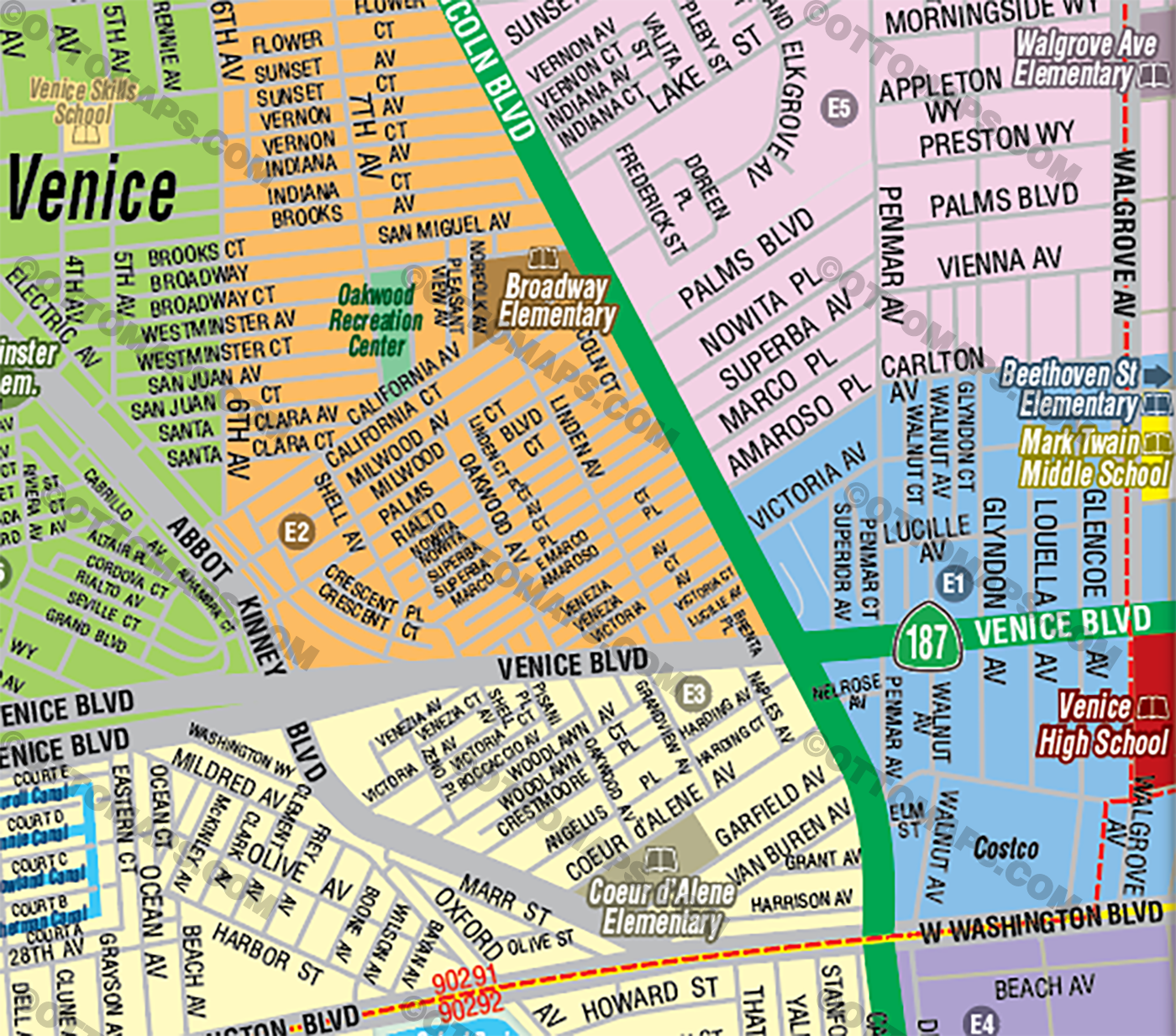 Venice School District Map with Marina Del Rey